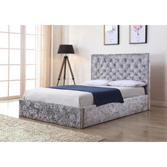 Yasmin Storage Crushed Velvet King Size Bed Silver Image 2